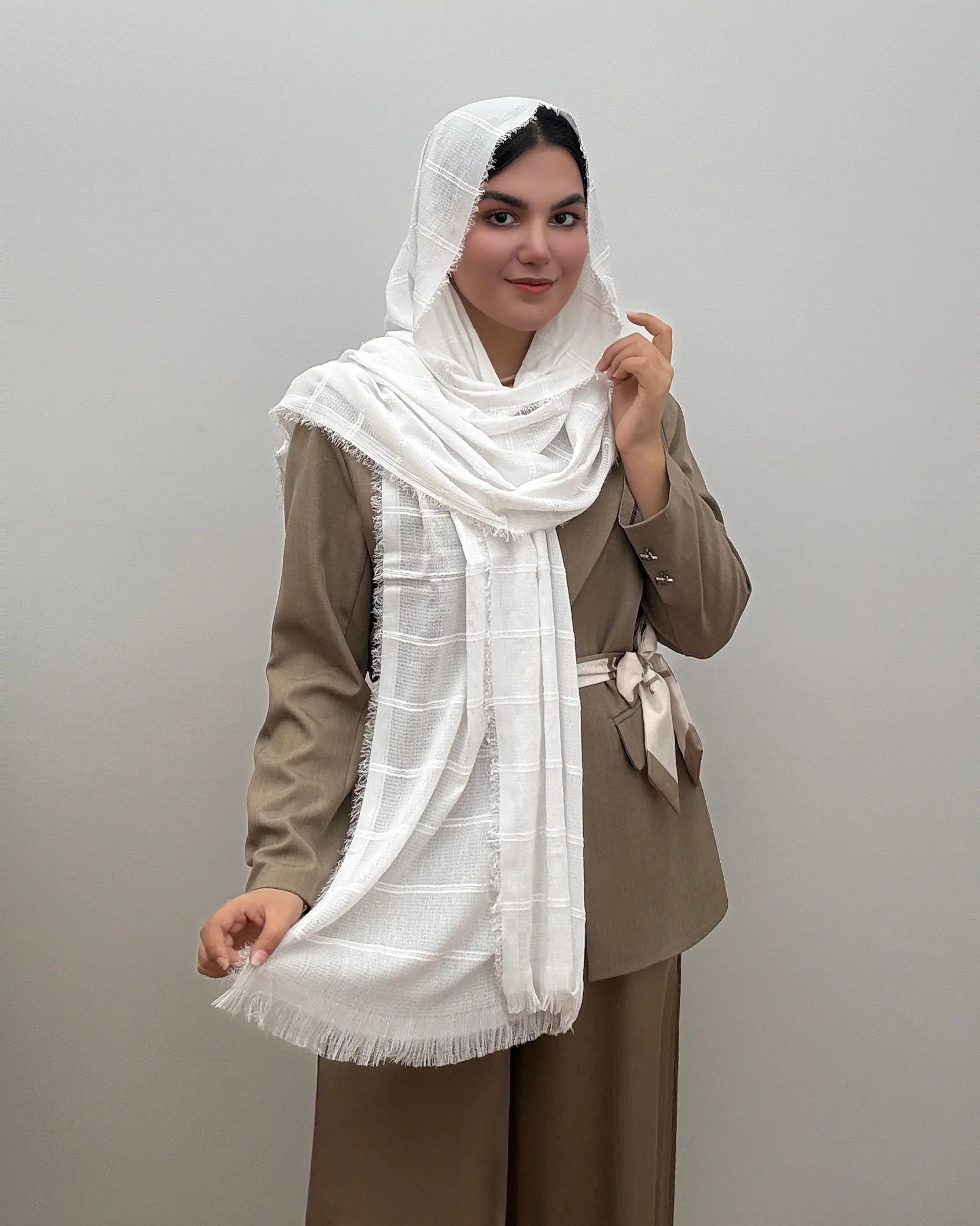 شال پفکی نخی مدل لمه